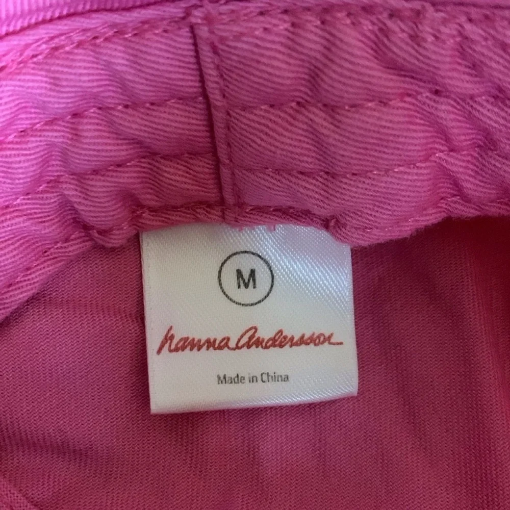 Hanna Andersson pink sunhat with green chin ties Size Medium